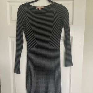 Philosophy Striped Dress 3/4 Sleeve - grey and black size small